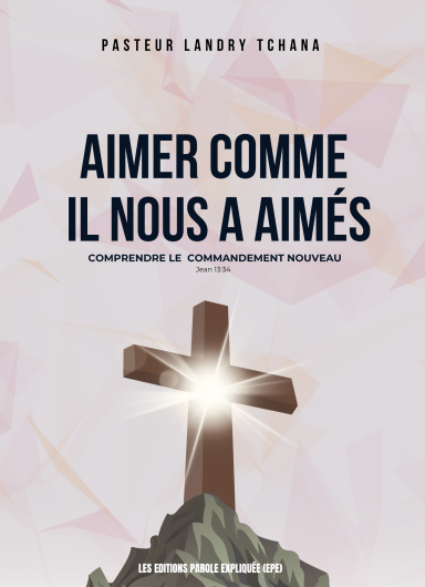 Un crucifix rayonnant avec le texte "Aimer comme il nous a aimés" au-dessus.